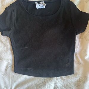 Princess Polly Black Ribbed Crop Top